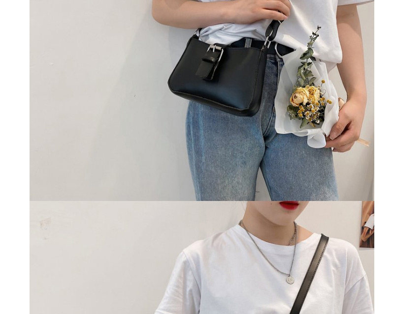 Fashion Black Square Buckle One-shoulder Clutch,Shoulder bags