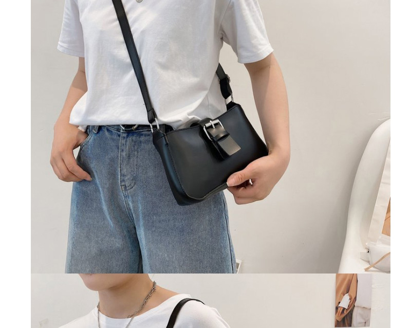 Fashion Black Square Buckle One-shoulder Clutch,Shoulder bags