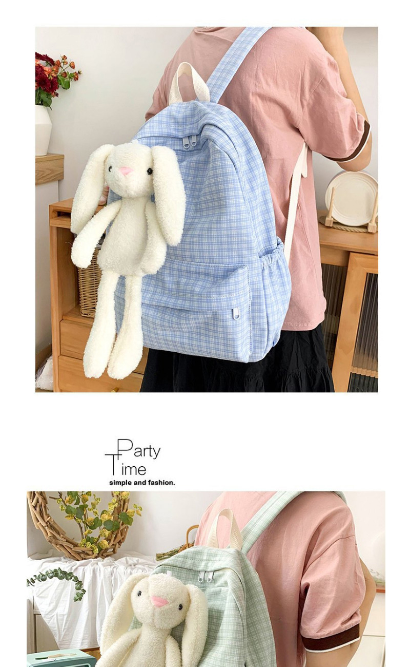Fashion Khaki Rabbit Doll Check Backpack,Backpack