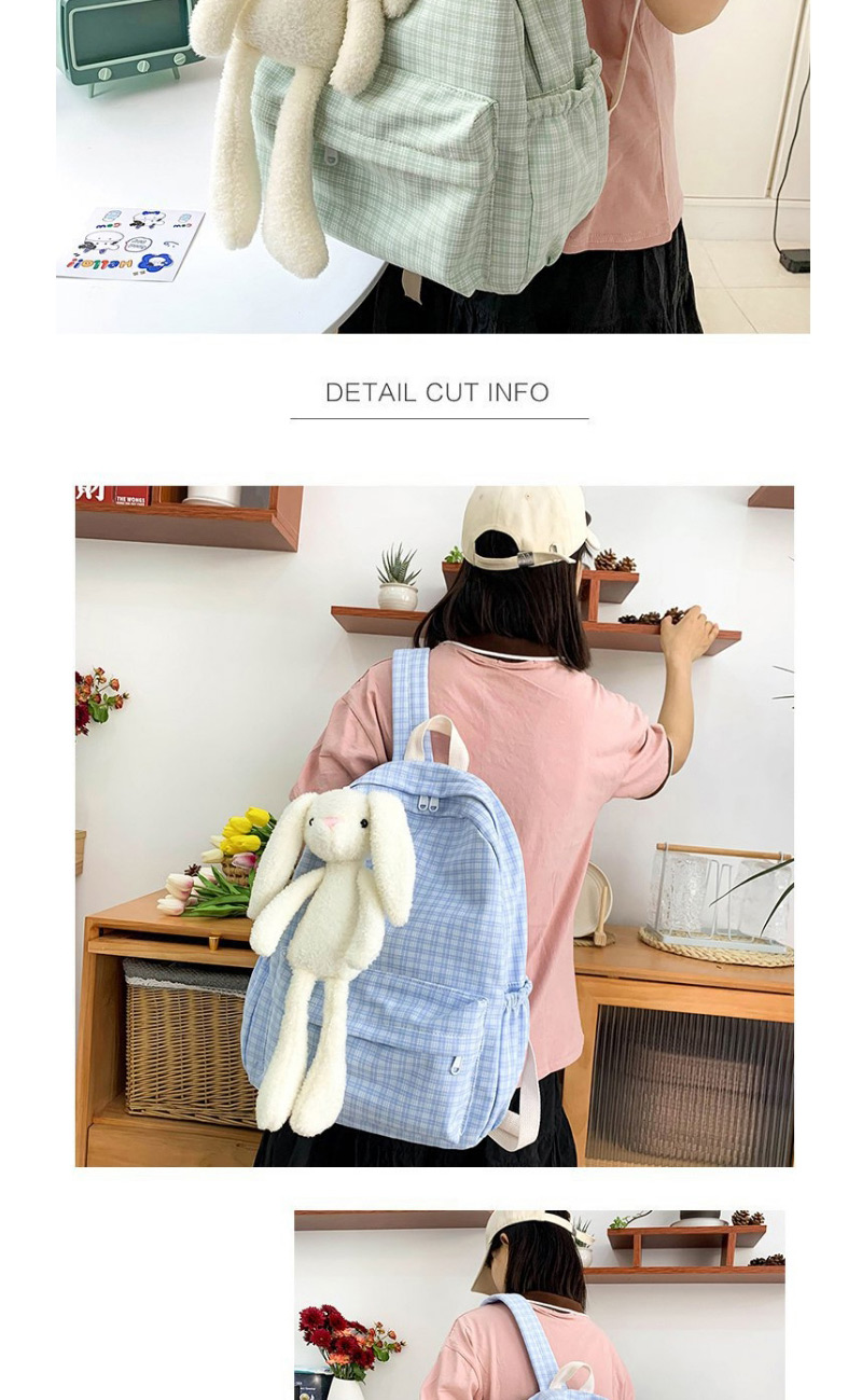 Fashion Khaki Single Bag Rabbit Doll Check Backpack,Backpack