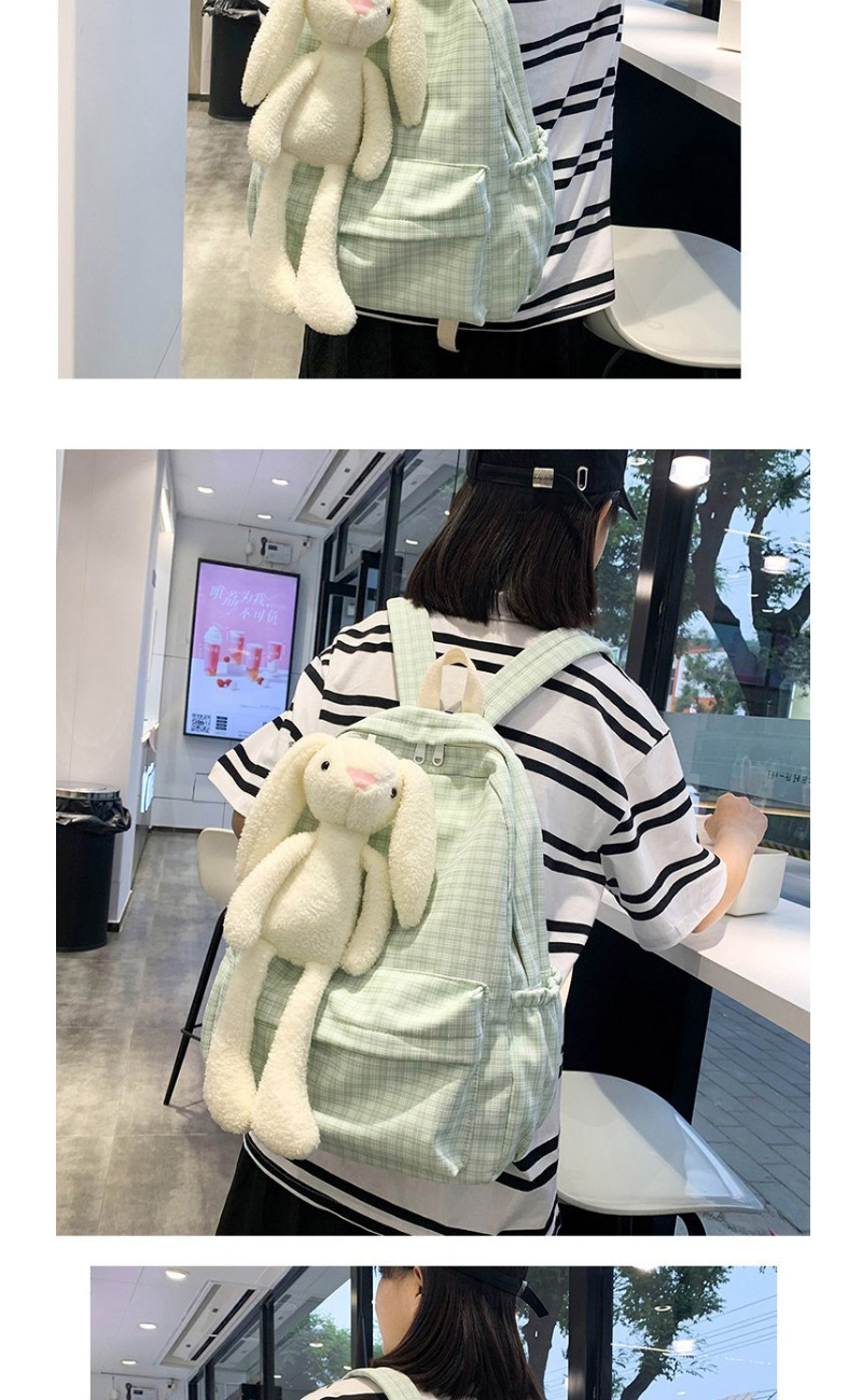 Fashion Pink Single Bag Rabbit Doll Check Backpack,Backpack