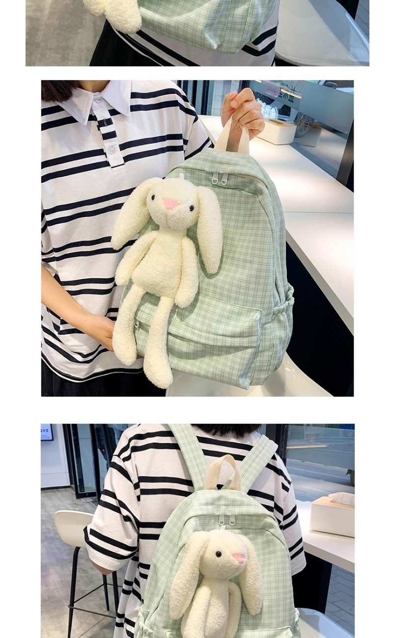 Fashion Pink Single Bag Rabbit Doll Check Backpack,Backpack