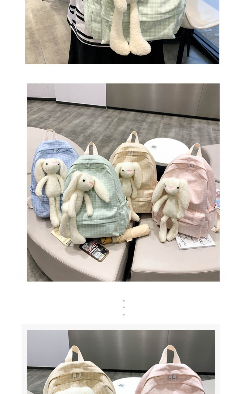 Fashion Green Single Package Rabbit Doll Check Backpack,Backpack