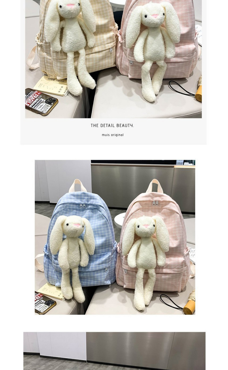 Fashion Blue Single Bag Rabbit Doll Check Backpack,Backpack