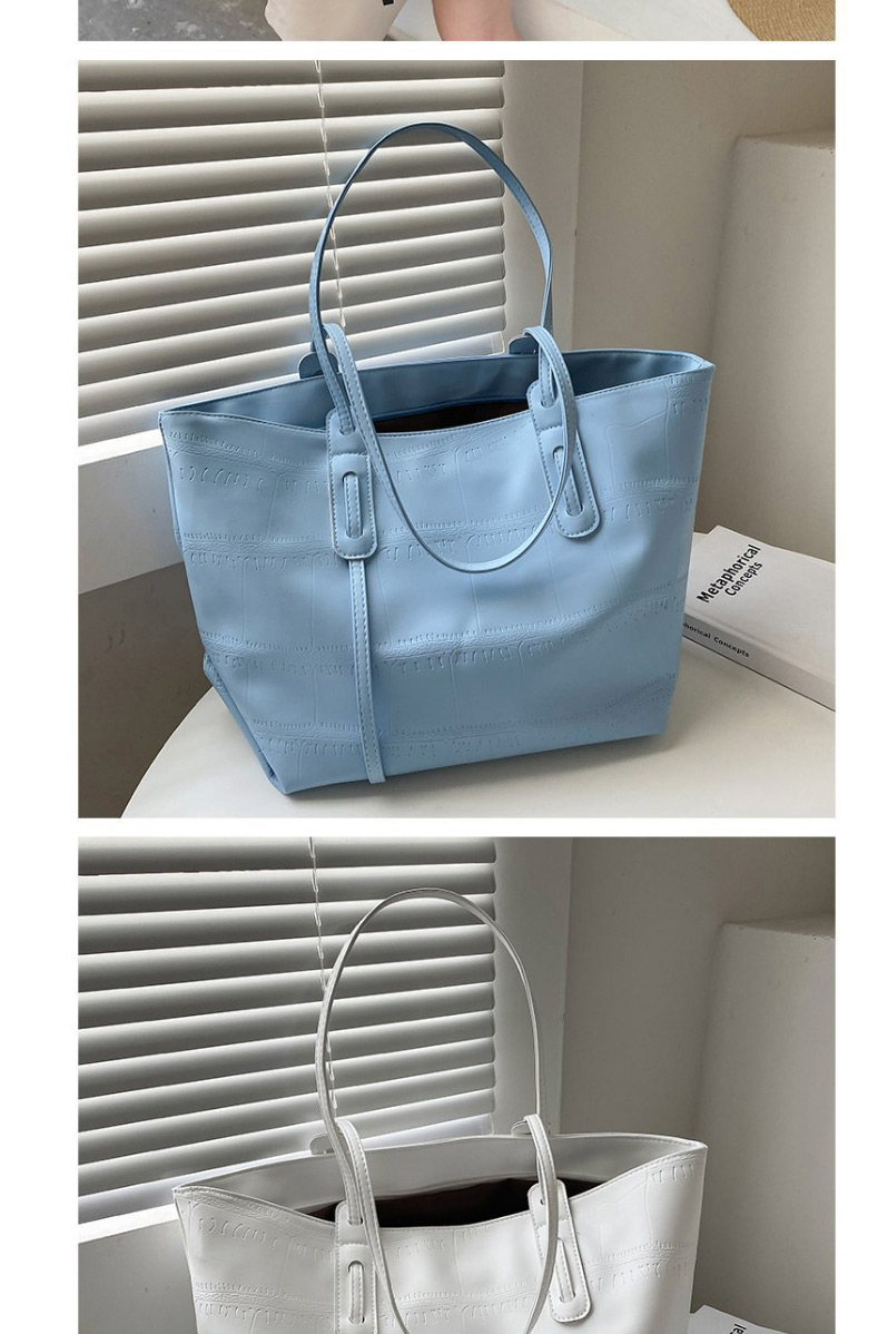 Fashion Lake Blue Large Capacity Checkered Drawstring Shoulder Bag,Messenger bags