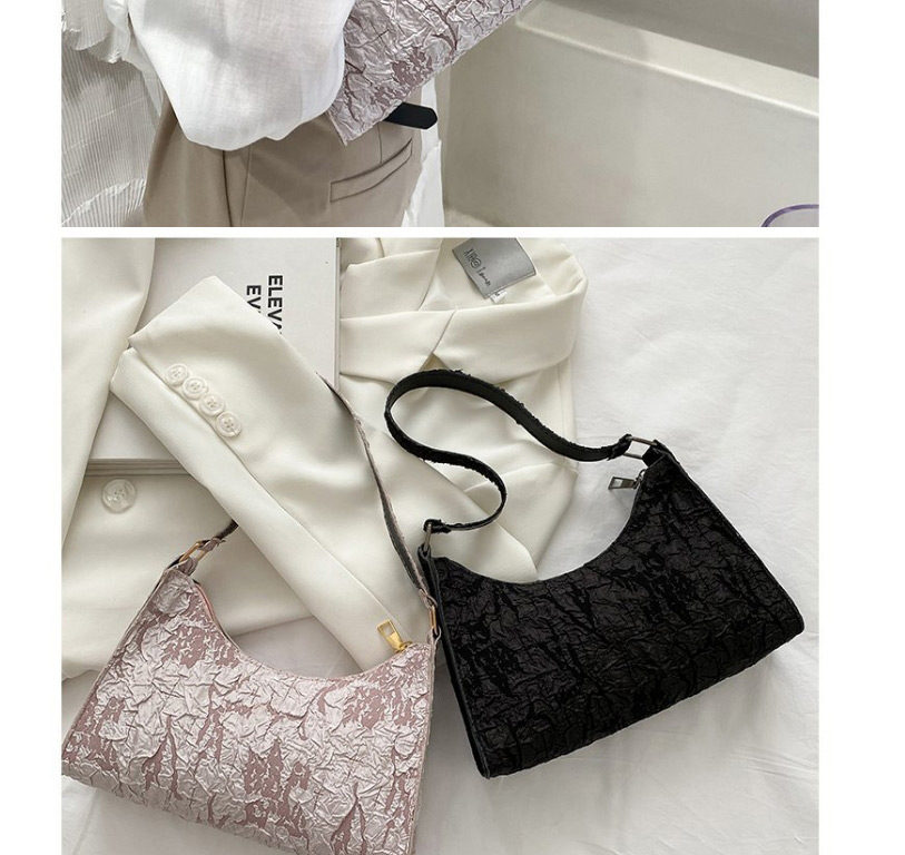 Fashion Black Square Pleated Shoulder Bag,Messenger bags
