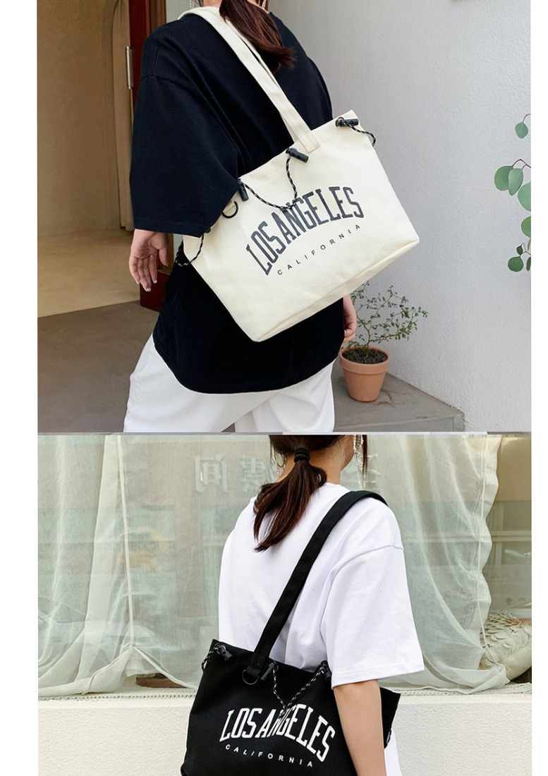 Fashion Creamy-white Large Capacity Letter Drawstring Shoulder Bag,Messenger bags