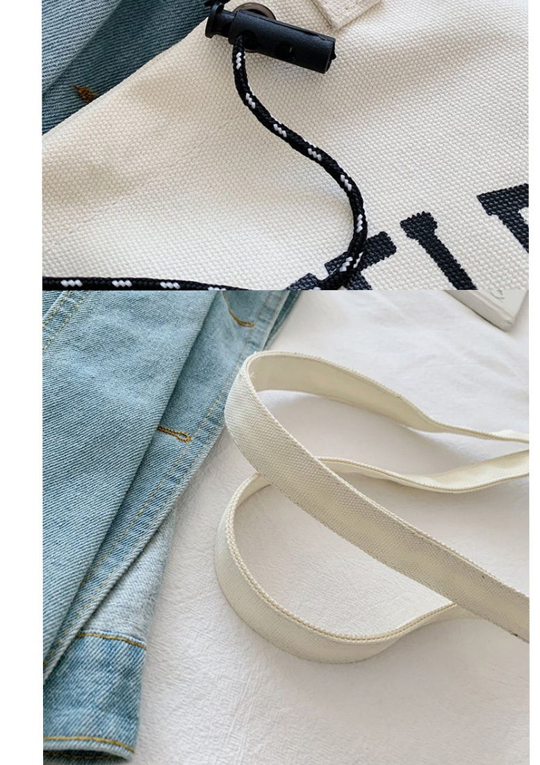 Fashion Creamy-white Large Capacity Letter Drawstring Shoulder Bag,Messenger bags