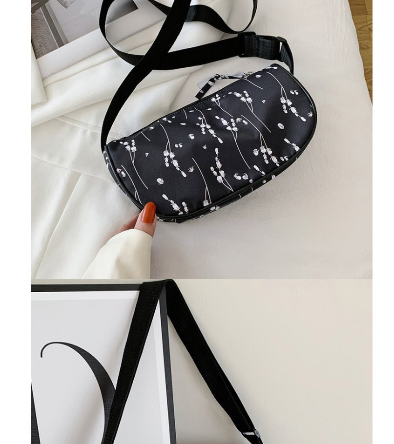 Fashion Black Floral Buckle Shoulder Bag,Shoulder bags