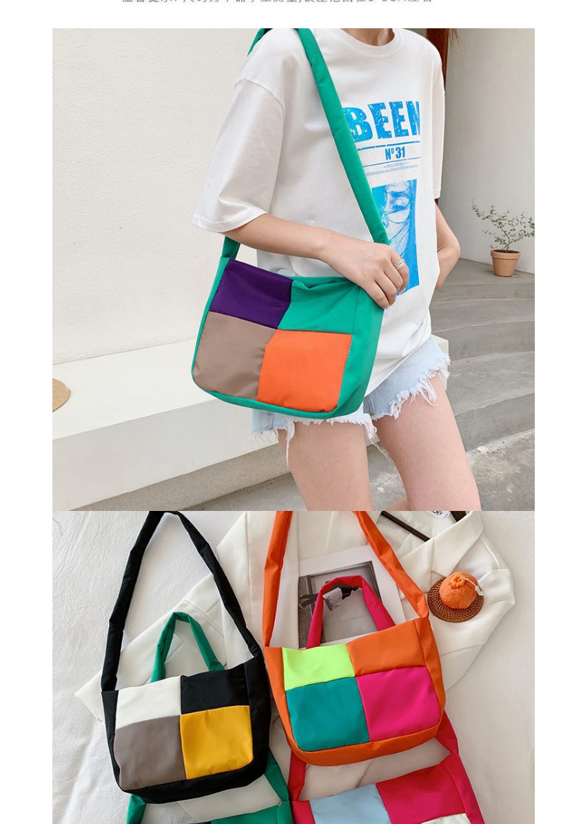 Fashion Green Contrasting Color Shoulder Canvas Bag,Messenger bags