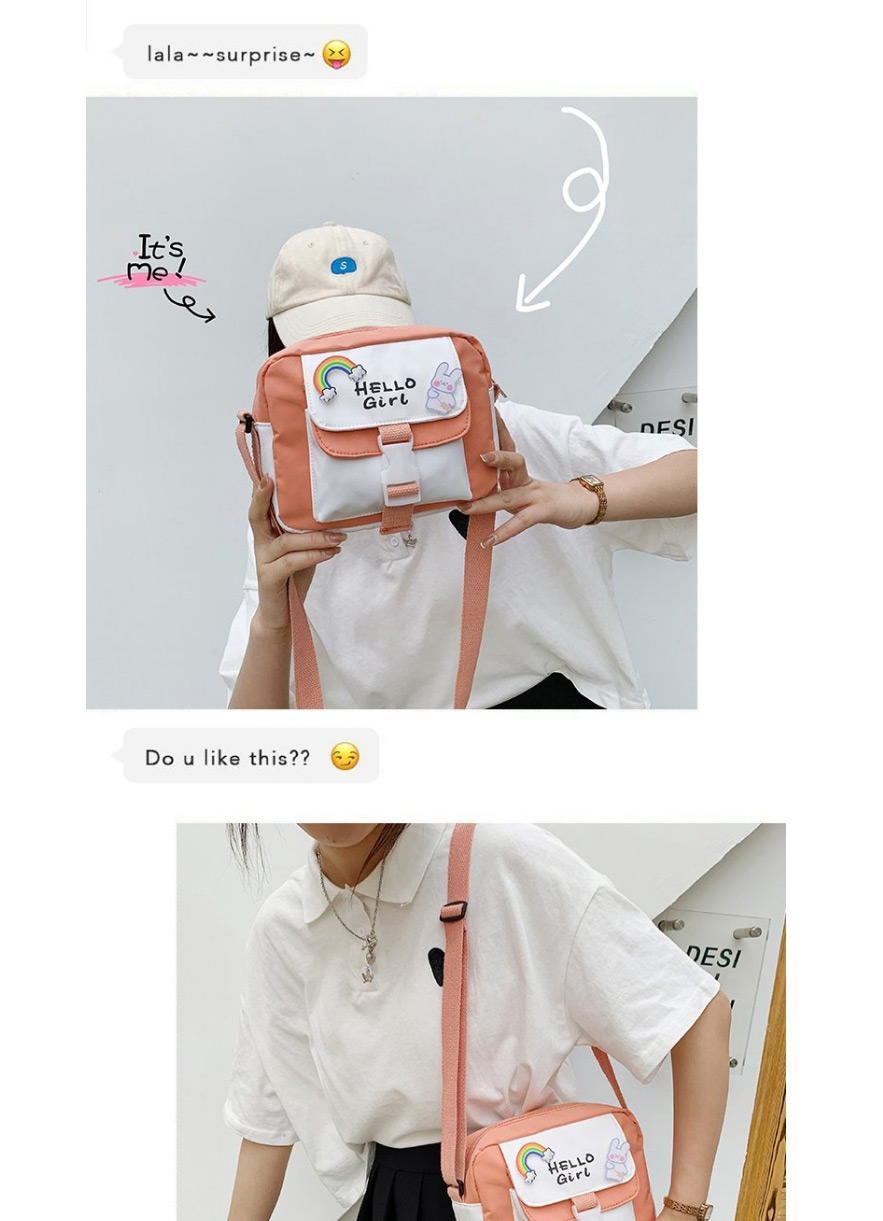 Fashion Pink Cartoon Bunny Letter Messenger Nylon Bag,Shoulder bags