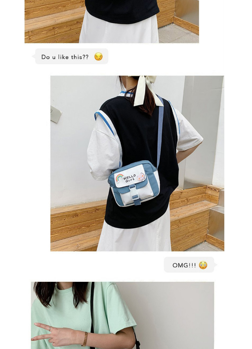 Fashion Blue Cartoon Bunny Letter Messenger Nylon Bag,Shoulder bags