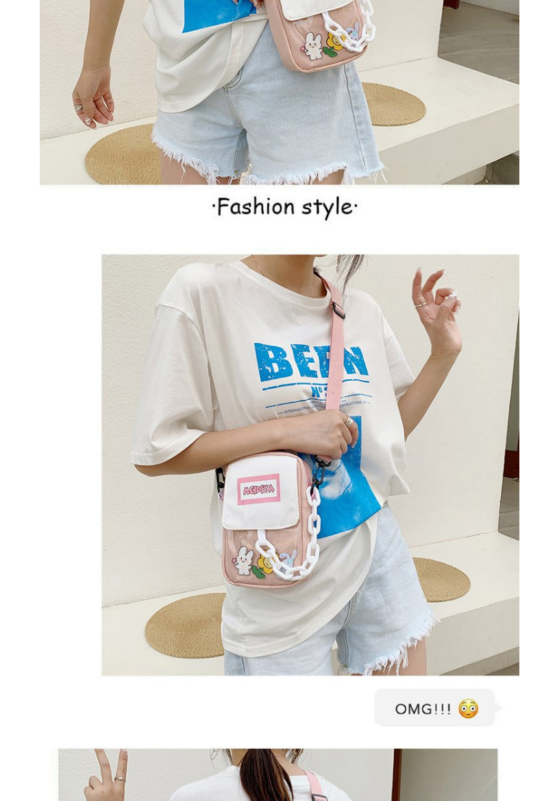 Fashion Pink Cartoon Animal Hit Color Chain Messenger Bag,Shoulder bags