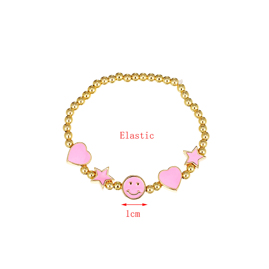 Fashion Pink Copper Beaded Smiley Love Bracelet,Bracelets