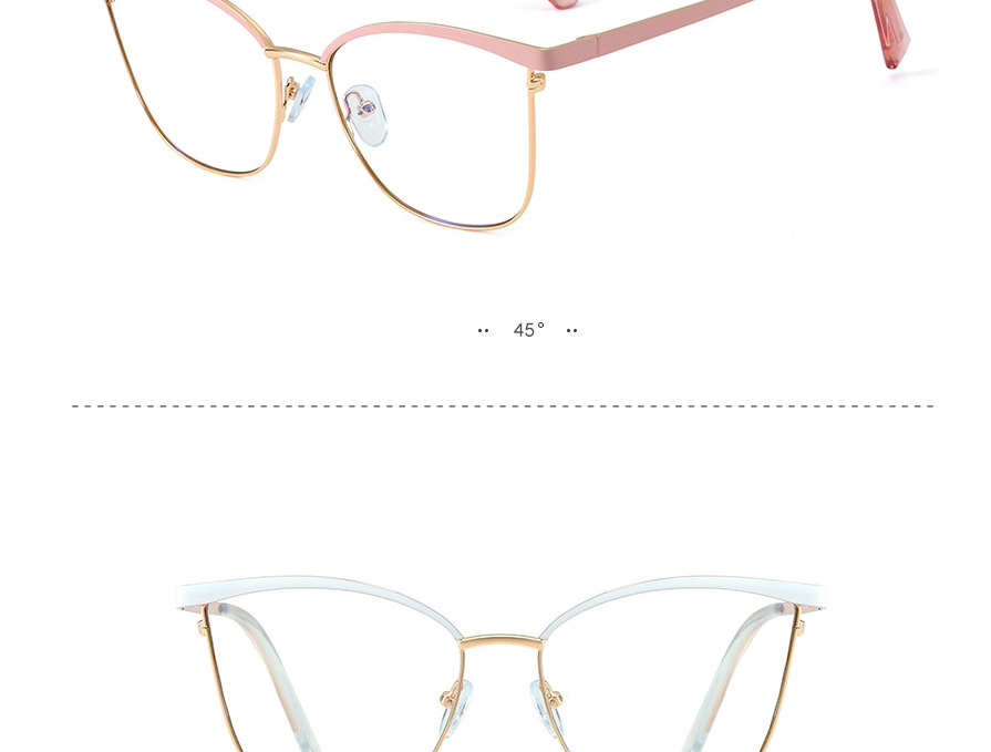 Fashion Light Blue Metal Geometric Frame Glasses,Fashion Glasses