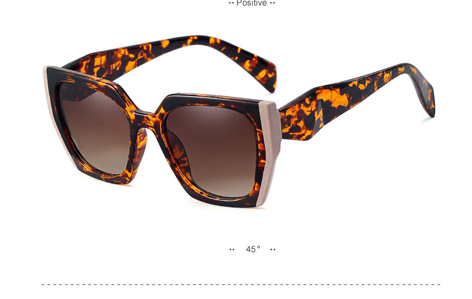 Fashion Burgundy/leopard Print/gray Gradient Trimmed Square Frame Sunglasses,Women Sunglasses