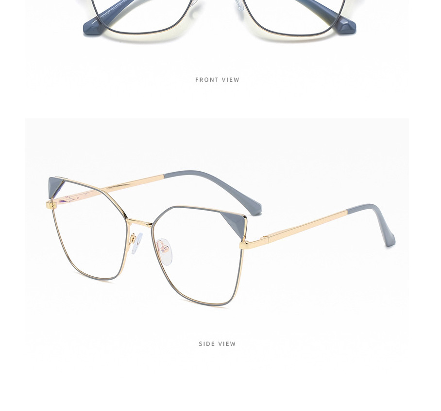 Fashion Blue Metal Square Frame Flat Glasses,Fashion Glasses