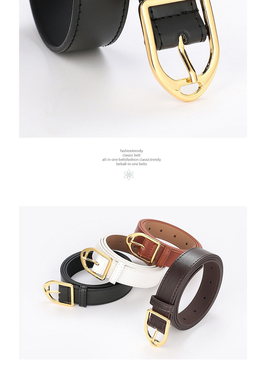 Fashion Brown Leather Belt With Gold Buckle,Wide belts