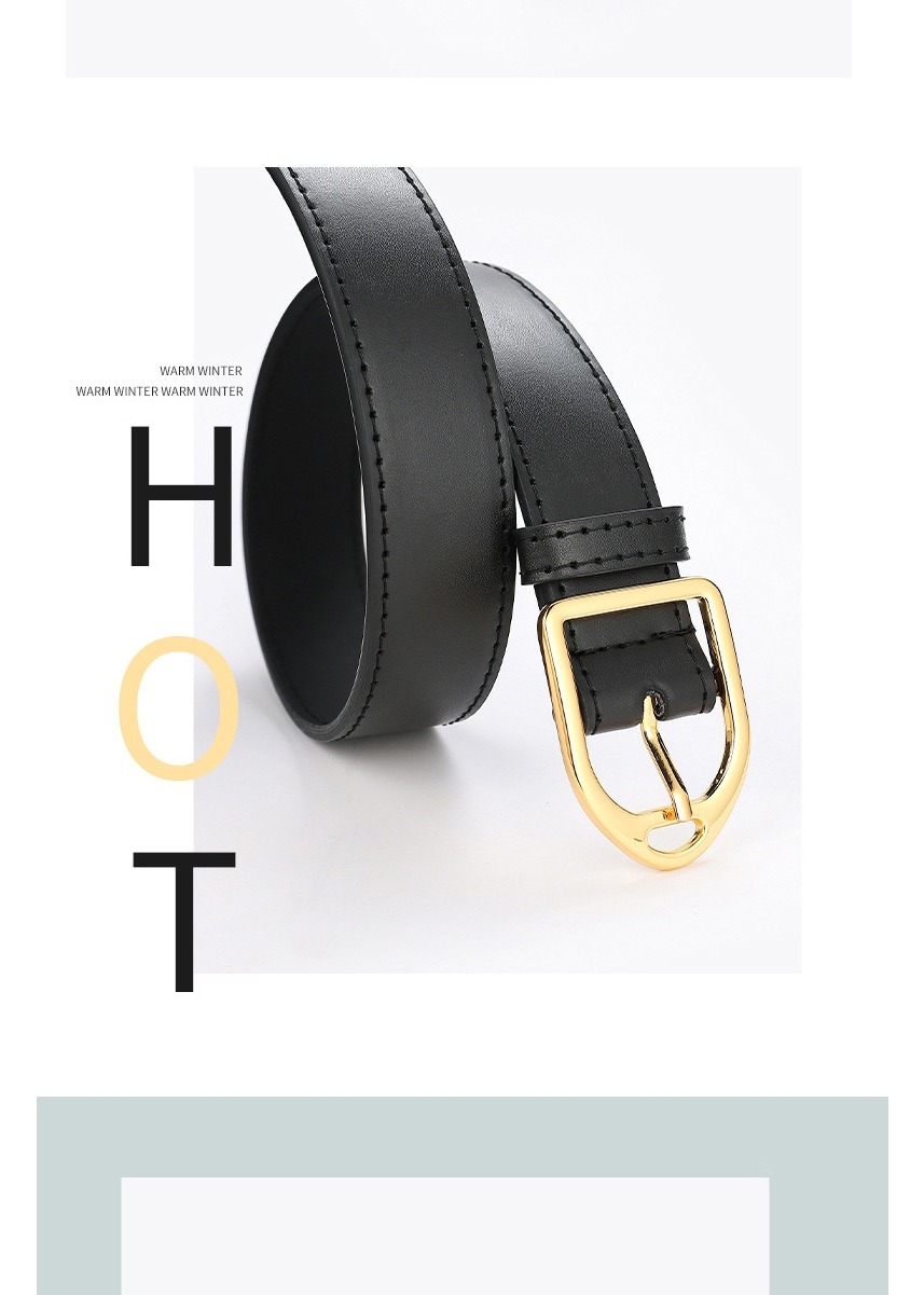 Fashion Black Leather Belt With Gold Buckle,Wide belts