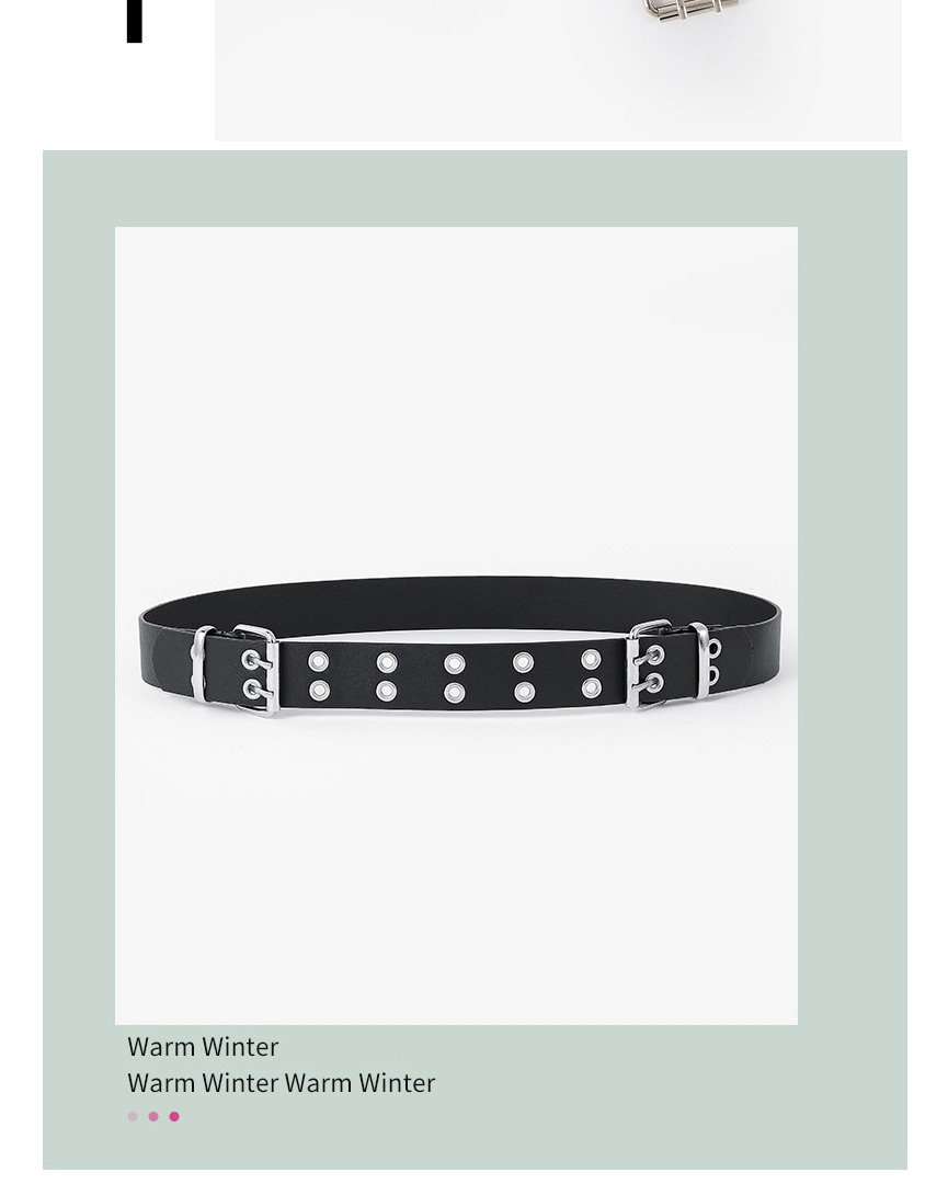 Fashion Black Double Row Hole Pin Buckle Belt,Thin belts