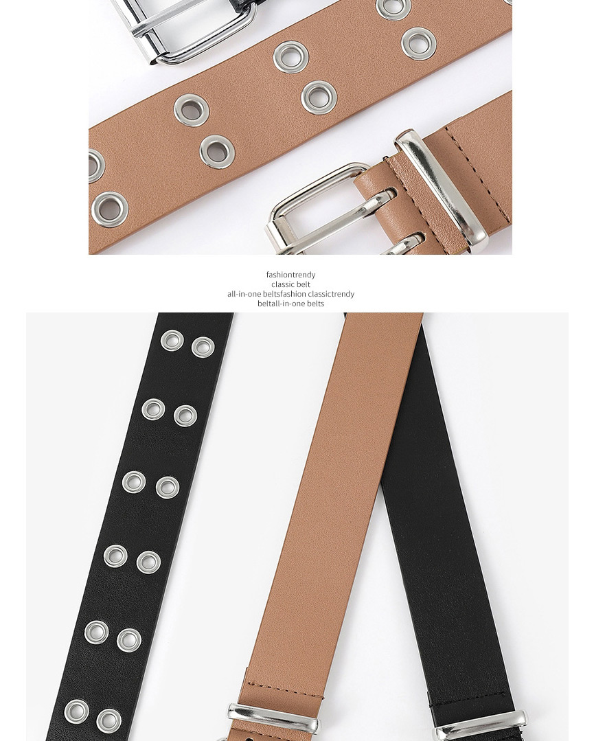 Fashion Black Double Row Hole Pin Buckle Belt,Thin belts