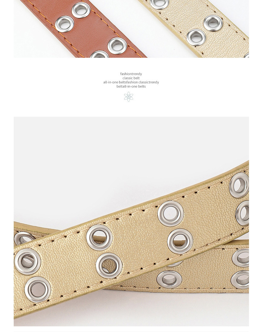 Fashion Gold Color Full Hole Double Row Pin Buckle Belt,Thin belts