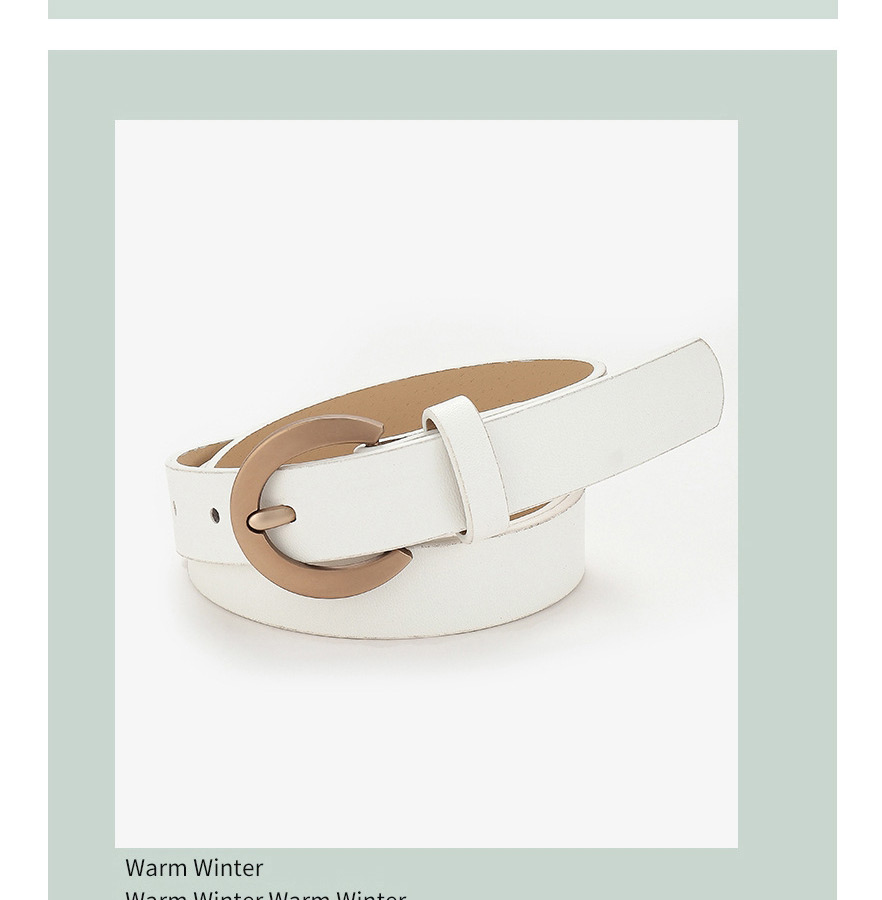 Fashion White C-shaped Buckle Belt,Wide belts