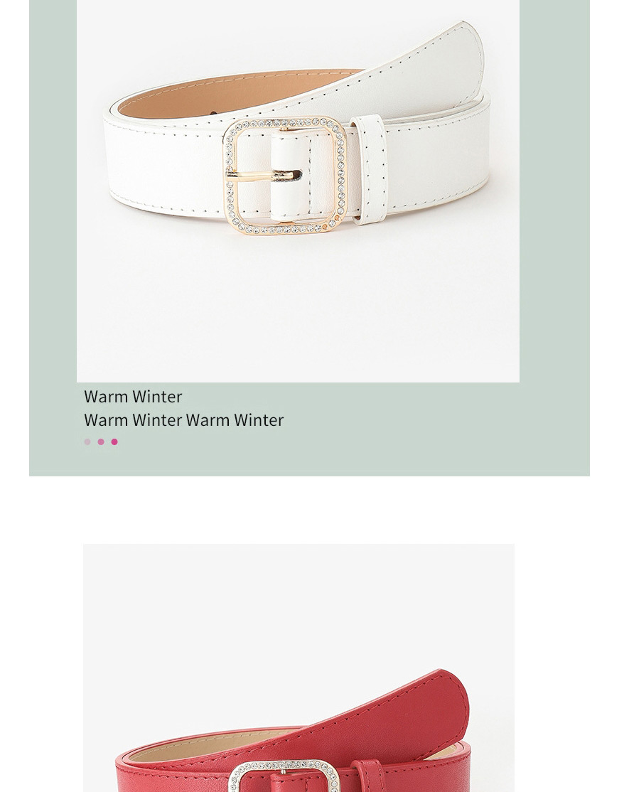 Fashion Red Diamond-studded Square Buckle Belt,Wide belts