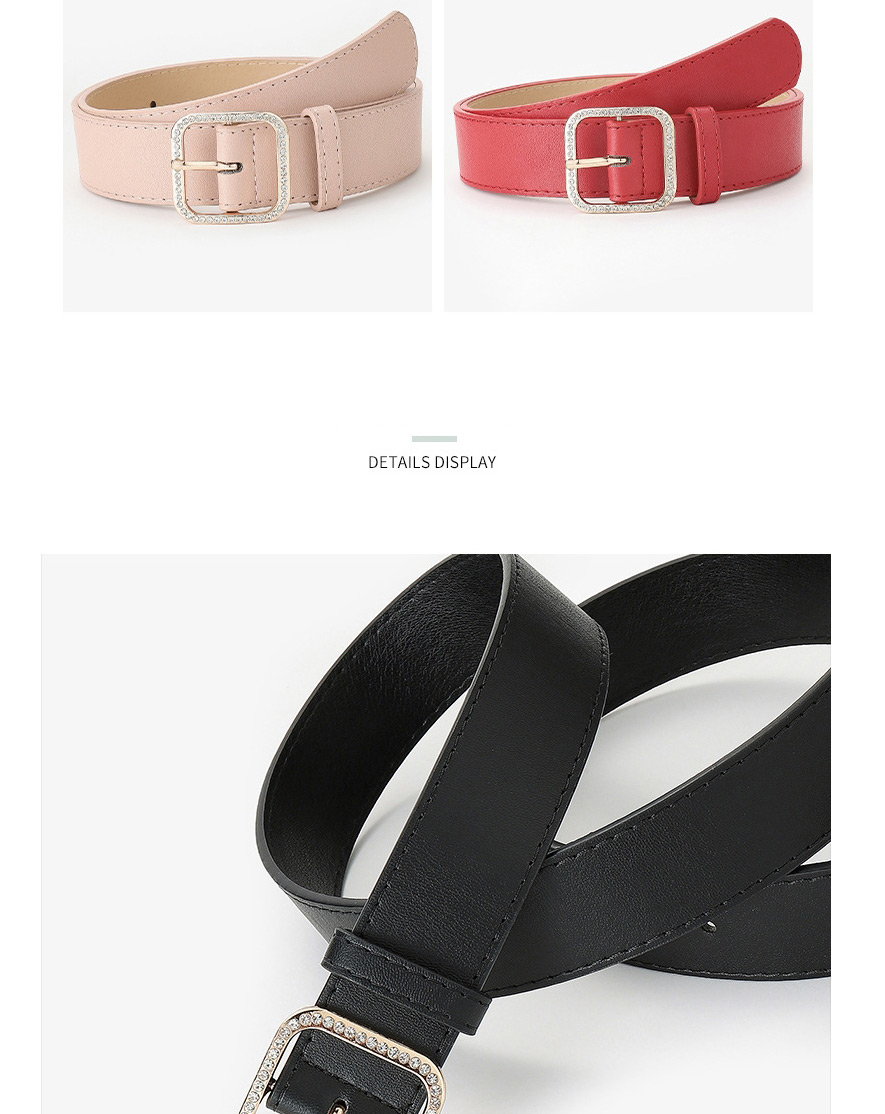 Fashion White Diamond-studded Square Buckle Belt,Wide belts