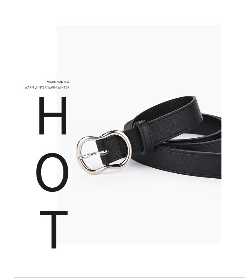 Fashion Black Japanese Buckle Perforated Belt,Thin belts
