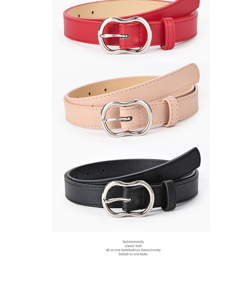 Fashion Pink Japanese Buckle Perforated Belt,Thin belts
