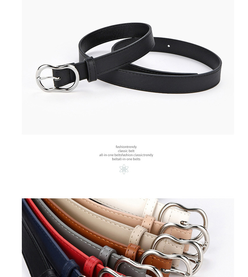 Fashion Black Japanese Buckle Perforated Belt,Thin belts