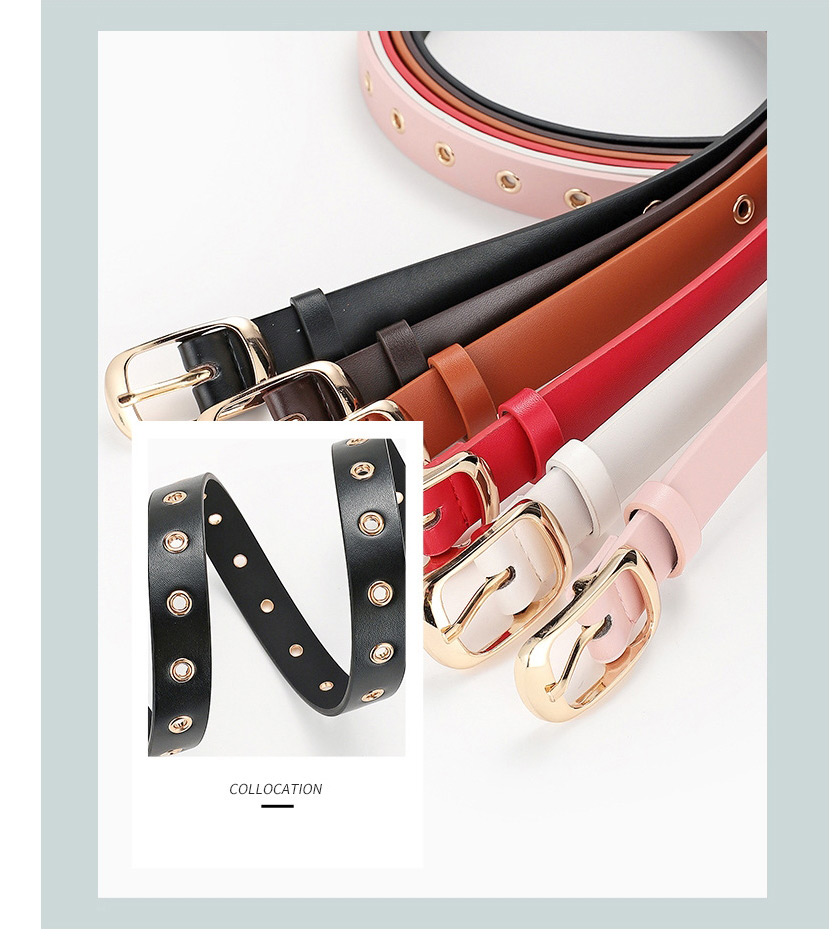 Fashion Red Hollow Eye Japanese Buckle Pu Belt,Thin belts