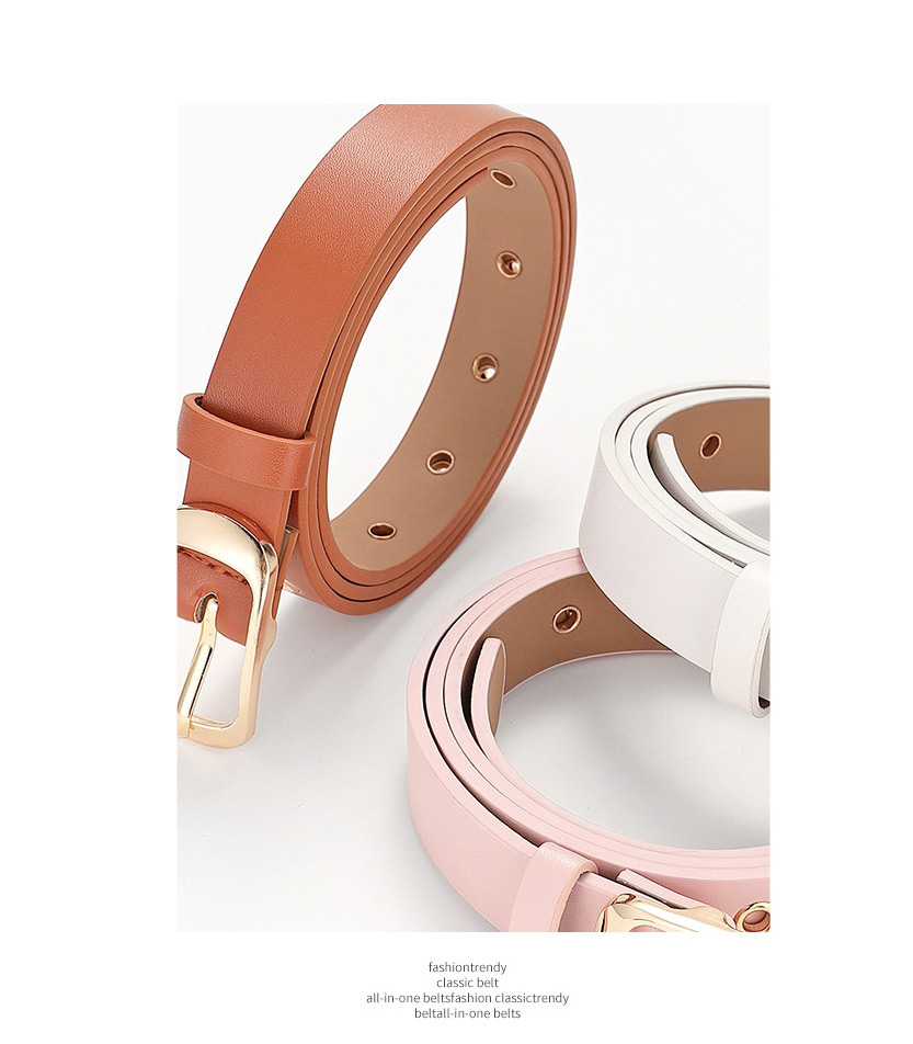 Fashion Pink Hollow Eye Japanese Buckle Pu Belt,Thin belts