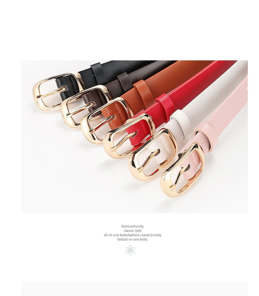 Fashion Pink Hollow Eye Japanese Buckle Pu Belt,Thin belts