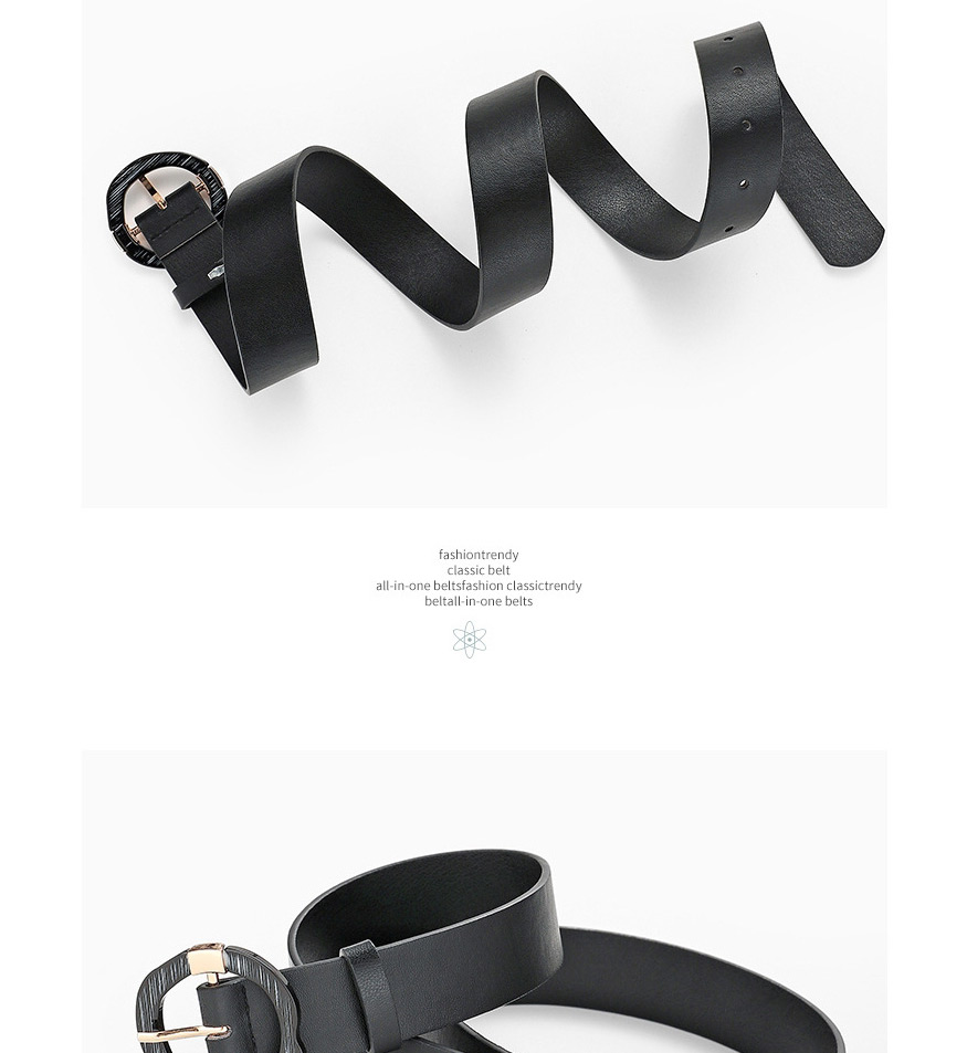 Fashion Black Irregular Round Buckle Pu Belt,Wide belts