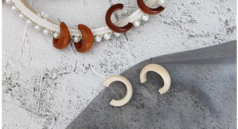 Fashion Brown C-shaped Original Fungus Ring,Hoop Earrings