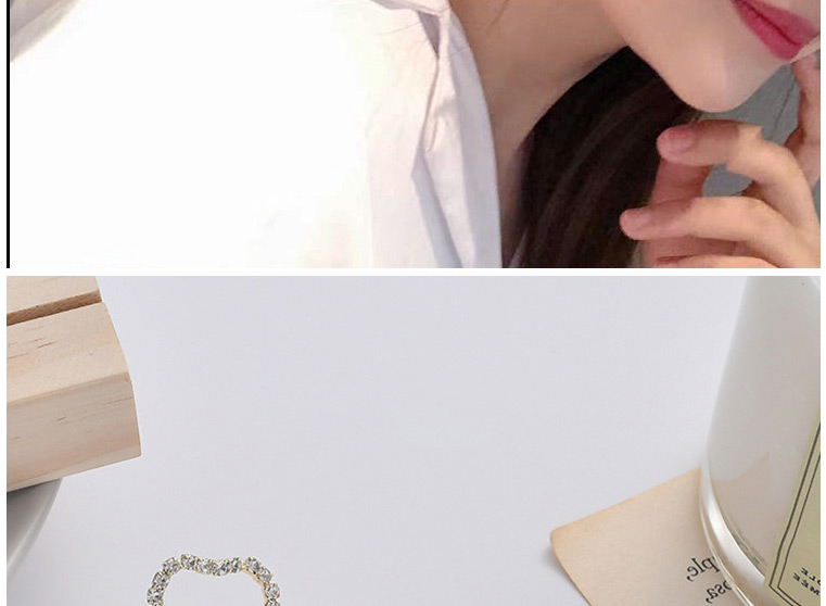 Fashion Gold Color Diamond Heart Stitching Petal Stud Earrings,Stud Earrings