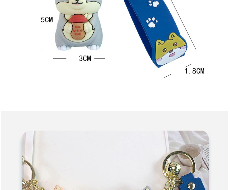Fashion gray Cartoon Dog Doll Keychain,Beads