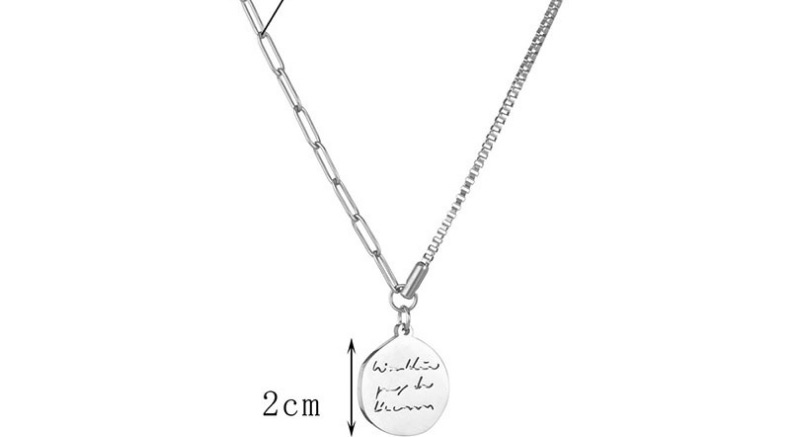 Fashion Plaque Letter Necklace Titanium Steel Round Plate Letter Necklace,Pendants
