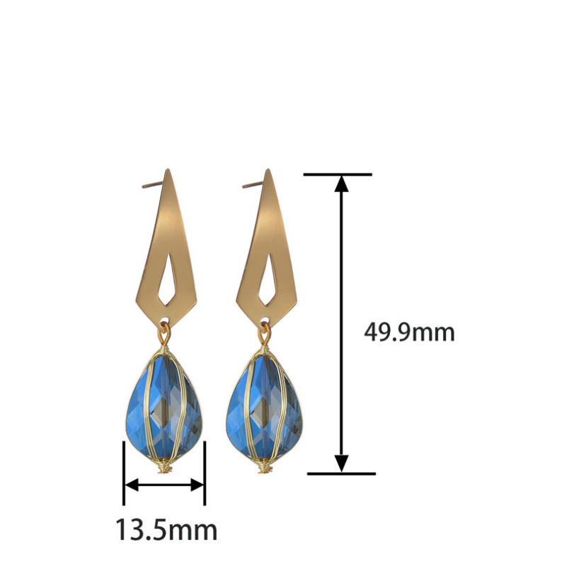 Fashion Gold Round Stone Titanium Steel Geometric Earrings,Drop Earrings