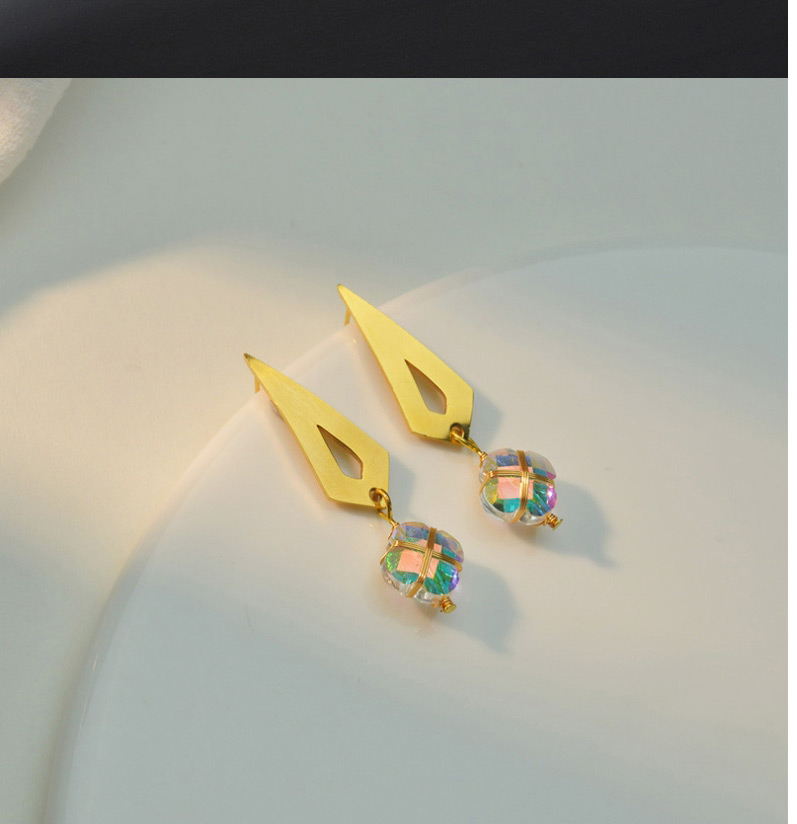 Fashion Gold Color Blue Stone Titanium Steel Drop Earrings,Drop Earrings