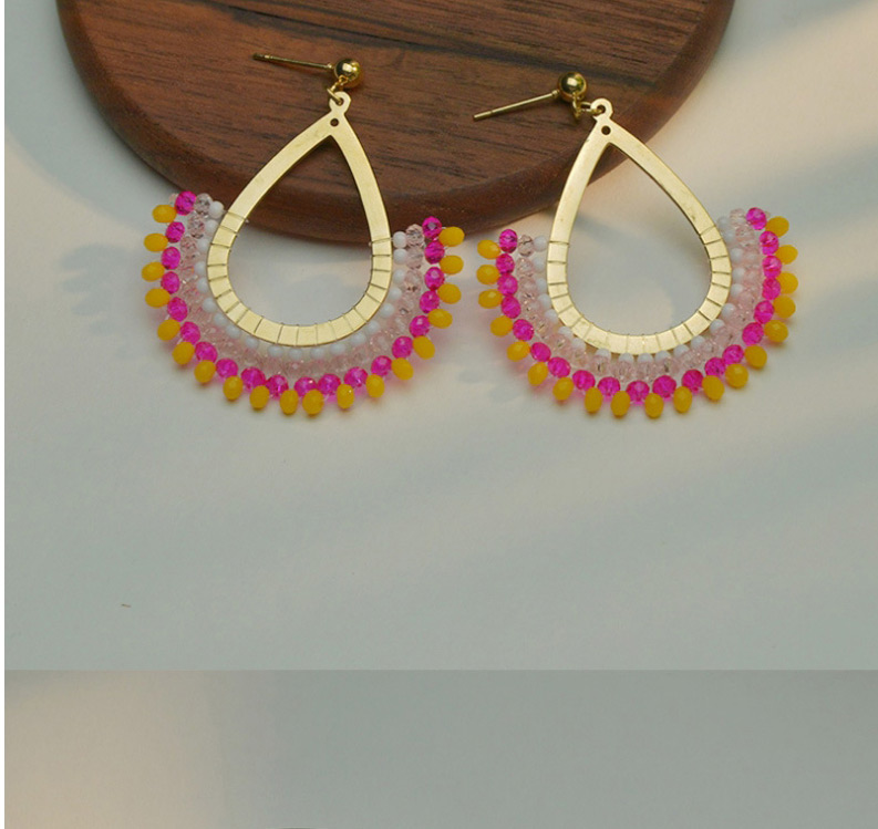 Fashion Yellow Drop-shaped Rice Bead Earrings,Drop Earrings