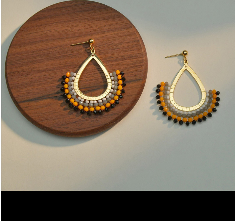 Fashion Black Drop-shaped Rice Bead Earrings,Drop Earrings
