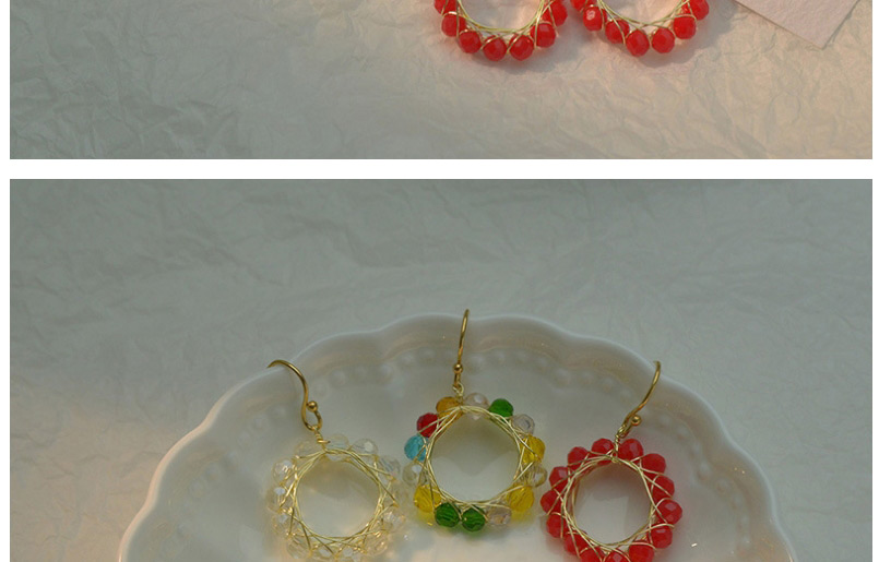 Fashion Color Round Winding Rice Bead Earrings,Drop Earrings