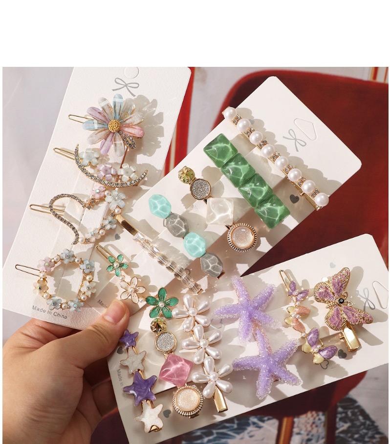 Fashion White Love Flower Acrylic Hair Clip Set,Jewelry Sets