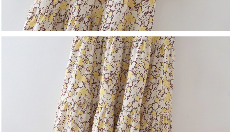 Fashion Yellow Lapel Print Big Dress,Long Dress