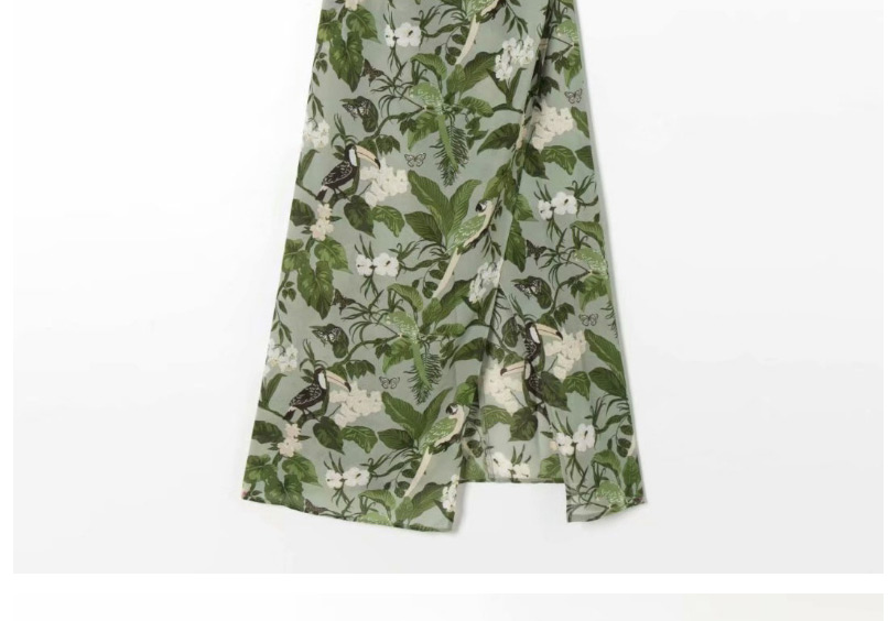Fashion Green Printed Strappy Dress,Long Dress