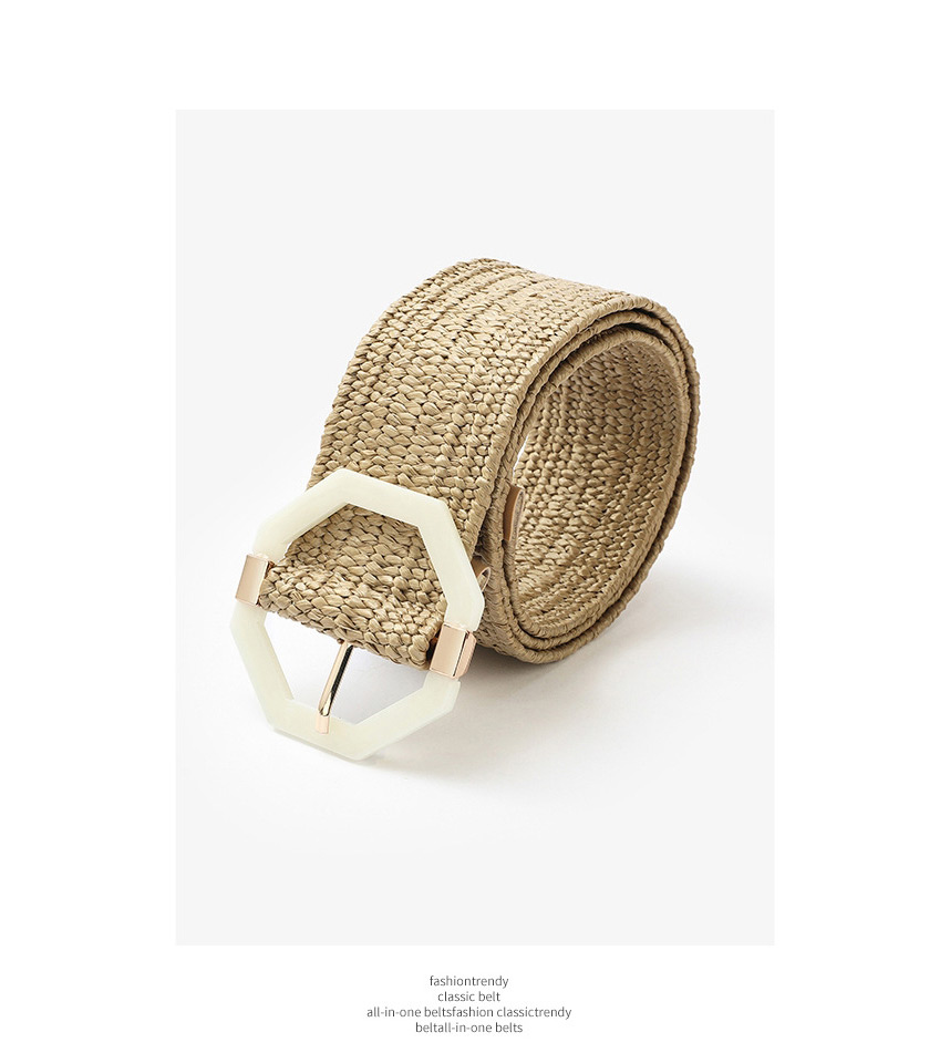 Fashion Hegami Woven Striped Octagonal Buckle Belt,Wide belts