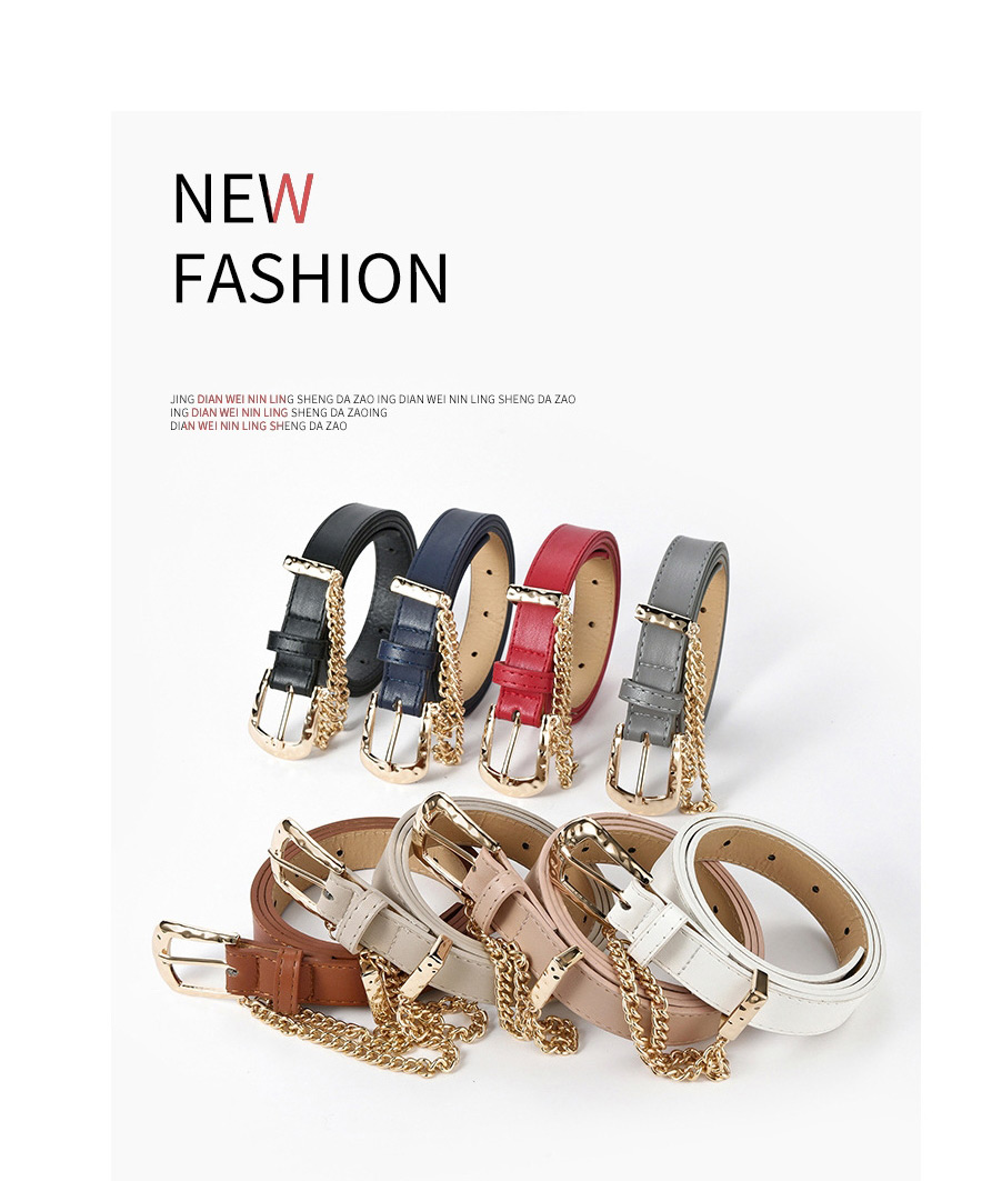 Fashion Red Pin Buckle Inlaid Chain Belt,Thin belts